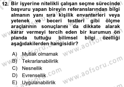 Yaşlı Psikolojisi Dersi 2022 - 2023 Yılı (Vize) Ara Sınav Soruları 12. Soru
