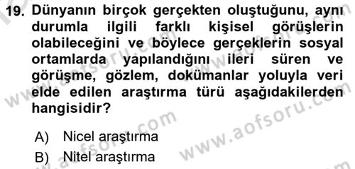 Yaşlı Psikolojisi Dersi 2022 - 2023 Yılı (Vize) Ara Sınav Soruları 19. Soru