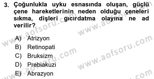 Yaşlı Psikolojisi Dersi 2022 - 2023 Yılı Yaz Okulu Sınav Soruları 3. Soru