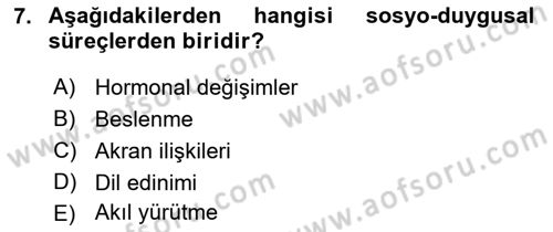Yaşlı Psikolojisi Dersi 2023 - 2024 Yılı (Vize) Ara Sınav Soruları 7. Soru