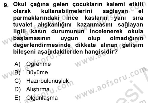 Yaşlı Psikolojisi Dersi 2023 - 2024 Yılı (Vize) Ara Sınav Soruları 9. Soru