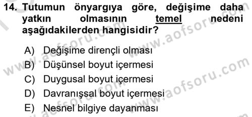 Yaşlı Psikolojisi Dersi 2023 - 2024 Yılı (Final) Dönem Sonu Sınav Soruları 14. Soru