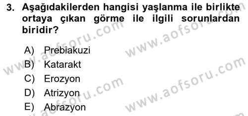 Yaşlı Psikolojisi Dersi 2023 - 2024 Yılı (Final) Dönem Sonu Sınav Soruları 3. Soru