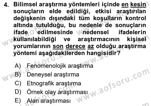 Yaşlı Psikolojisi Dersi 2023 - 2024 Yılı Yaz Okulu Sınav Soruları 4. Soru