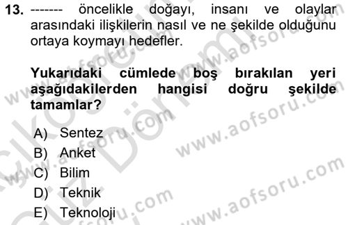 Yaşlı Psikolojisi Dersi 2024 - 2025 Yılı (Vize) Ara Sınavı 13. Soru