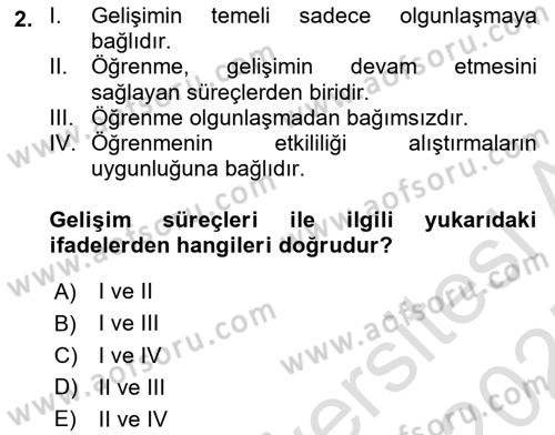Yaşlı Psikolojisi Dersi 2024 - 2025 Yılı (Final) Dönem Sonu Sınav Soruları 2. Soru