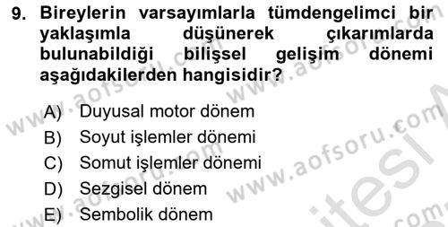 Yaşlı Psikolojisi Dersi 2024 - 2025 Yılı (Final) Dönem Sonu Sınav Soruları 9. Soru