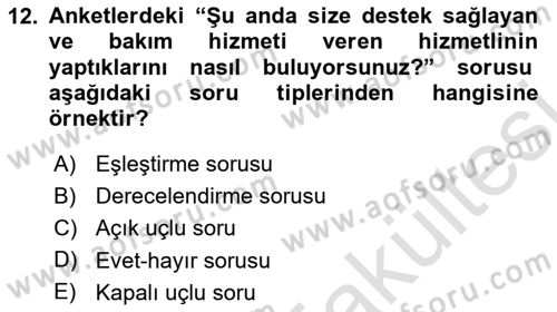 Yaşlı Psikolojisi Dersi 2025 - 2026 Yılı (Vize) Ara Sınav Soruları 12. Soru