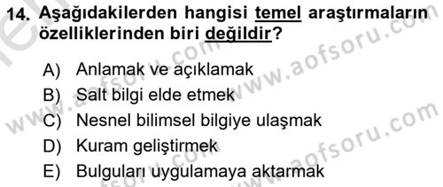 Yaşlı Psikolojisi Dersi 2025 - 2026 Yılı (Vize) Ara Sınav Soruları 14. Soru