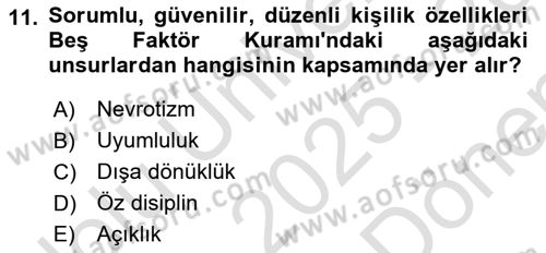 Yaşlı Psikolojisi Dersi 2025 - 2026 Yılı (Final) Dönem Sonu Sınav Soruları 11. Soru