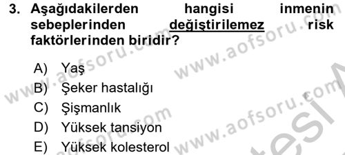 Fiziksel Rehabilitasyon Dersi 2016 - 2017 Yılı 3 Ders Sınav Soruları 3. Soru