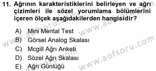 Fiziksel Rehabilitasyon Dersi 2016 - 2017 Yılı (Vize) Ara Sınav Soruları 11. Soru