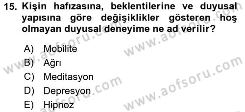 Fiziksel Rehabilitasyon Dersi 2016 - 2017 Yılı (Vize) Ara Sınav Soruları 15. Soru