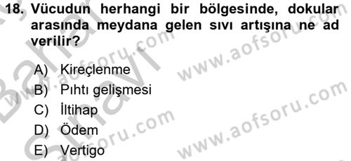 Fiziksel Rehabilitasyon Dersi 2016 - 2017 Yılı (Vize) Ara Sınavı 18. Soru