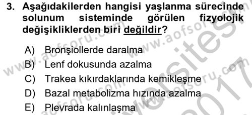 Fiziksel Rehabilitasyon Dersi 2016 - 2017 Yılı (Vize) Ara Sınavı 3. Soru