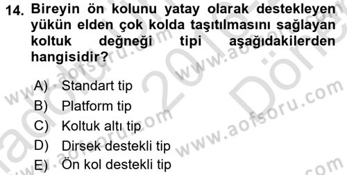 Fiziksel Rehabilitasyon Dersi 2016 - 2017 Yılı (Final) Dönem Sonu Sınav Soruları 14. Soru