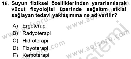 Fiziksel Rehabilitasyon Dersi 2016 - 2017 Yılı (Final) Dönem Sonu Sınav Soruları 16. Soru