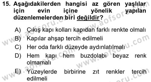 Fiziksel Rehabilitasyon Dersi 2017 - 2018 Yılı 3 Ders Sınav Soruları 15. Soru