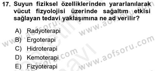 Fiziksel Rehabilitasyon Dersi 2017 - 2018 Yılı 3 Ders Sınav Soruları 17. Soru