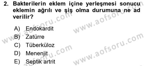 Fiziksel Rehabilitasyon Dersi 2017 - 2018 Yılı 3 Ders Sınav Soruları 2. Soru