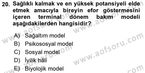 Fiziksel Rehabilitasyon Dersi 2017 - 2018 Yılı 3 Ders Sınav Soruları 20. Soru