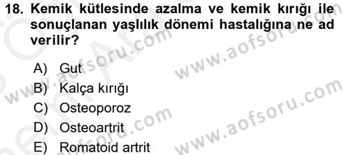 Fiziksel Rehabilitasyon Dersi Ara Sınavı Deneme Sınav Soruları 18. Soru