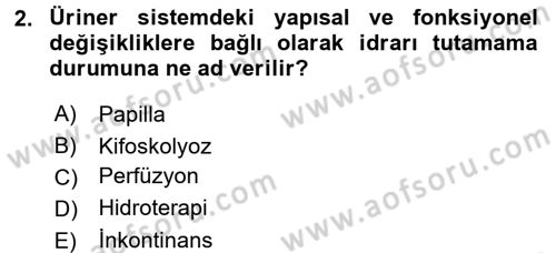 Fiziksel Rehabilitasyon Dersi 2017 - 2018 Yılı (Final) Dönem Sonu Sınavı 2. Soru