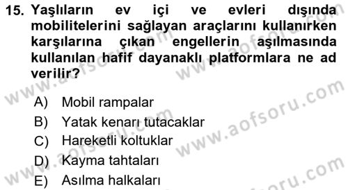 Fiziksel Rehabilitasyon Dersi 2018 - 2019 Yılı 3 Ders Sınav Soruları 15. Soru