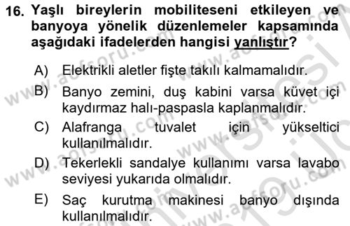 Fiziksel Rehabilitasyon Dersi 2018 - 2019 Yılı 3 Ders Sınav Soruları 16. Soru