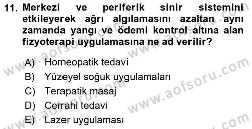 Fiziksel Rehabilitasyon Dersi Ara Sınavı Deneme Sınav Soruları 11. Soru