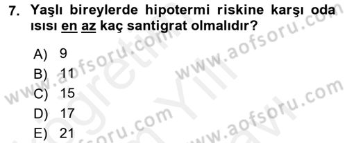 Fiziksel Rehabilitasyon Dersi Ara Sınavı Deneme Sınav Soruları 7. Soru