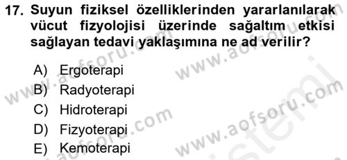 Fiziksel Rehabilitasyon Dersi 2018 - 2019 Yılı (Final) Dönem Sonu Sınav Soruları 17. Soru