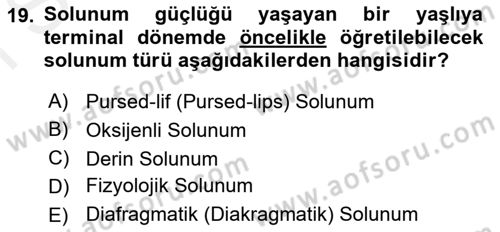 Fiziksel Rehabilitasyon Dersi 2018 - 2019 Yılı (Final) Dönem Sonu Sınav Soruları 19. Soru