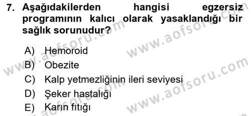 Fiziksel Rehabilitasyon Dersi 2018 - 2019 Yılı (Final) Dönem Sonu Sınav Soruları 7. Soru