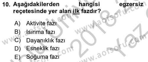 Fiziksel Rehabilitasyon Dersi 2018 - 2019 Yılı Yaz Okulu Sınav Soruları 10. Soru