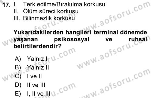 Fiziksel Rehabilitasyon Dersi 2018 - 2019 Yılı Yaz Okulu Sınav Soruları 17. Soru
