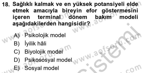Fiziksel Rehabilitasyon Dersi 2018 - 2019 Yılı Yaz Okulu Sınav Soruları 18. Soru