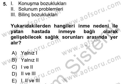 Fiziksel Rehabilitasyon Dersi 2018 - 2019 Yılı Yaz Okulu Sınav Soruları 5. Soru