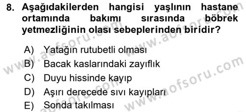 Fiziksel Rehabilitasyon Dersi 2018 - 2019 Yılı Yaz Okulu Sınav Soruları 8. Soru