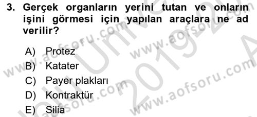 Fiziksel Rehabilitasyon Dersi Ara Sınavı Deneme Sınav Soruları 3. Soru