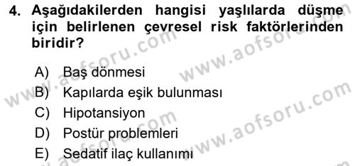 Fiziksel Rehabilitasyon Dersi Ara Sınavı Deneme Sınav Soruları 4. Soru