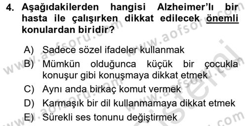 Fiziksel Rehabilitasyon Dersi 2019 - 2020 Yılı (Final) Dönem Sonu Sınavı 4. Soru