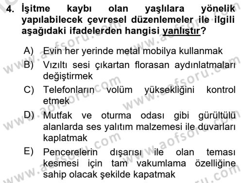 Fiziksel Rehabilitasyon Dersi 2020 - 2021 Yılı Yaz Okulu Sınav Soruları 4. Soru