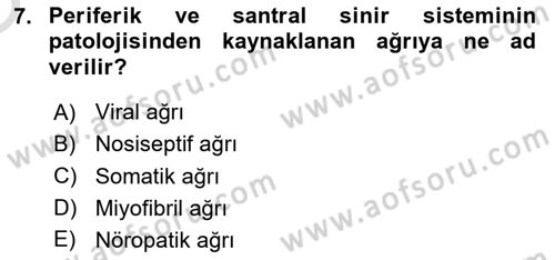 Fiziksel Rehabilitasyon Dersi 2020 - 2021 Yılı Yaz Okulu Sınav Soruları 7. Soru