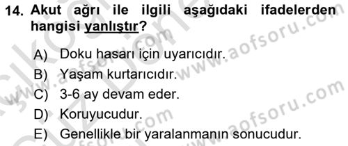 Fiziksel Rehabilitasyon Dersi 2021 - 2022 Yılı (Vize) Ara Sınav Soruları 14. Soru