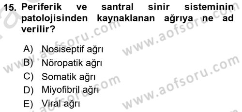 Fiziksel Rehabilitasyon Dersi 2021 - 2022 Yılı (Vize) Ara Sınav Soruları 15. Soru