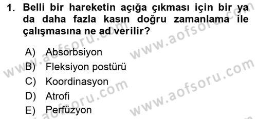 Fiziksel Rehabilitasyon Dersi 2021 - 2022 Yılı (Final) Dönem Sonu Sınav Soruları 1. Soru