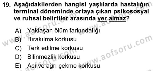 Fiziksel Rehabilitasyon Dersi 2021 - 2022 Yılı (Final) Dönem Sonu Sınav Soruları 19. Soru