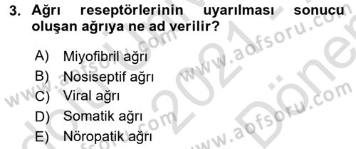 Fiziksel Rehabilitasyon Dersi 2021 - 2022 Yılı (Final) Dönem Sonu Sınav Soruları 3. Soru