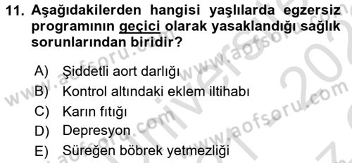 Fiziksel Rehabilitasyon Dersi 2021 - 2022 Yılı Yaz Okulu Sınav Soruları 11. Soru